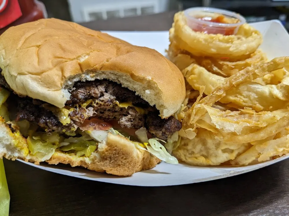 dbl Texas Burger with Onion Rings